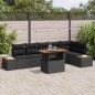vidaXL Set da giardino 7 pezzi con cuscini in rattan sintetico nero e acacia vidaXL Set da giardino 7 pezzi con cuscini in rattan sintetico nero e acacia