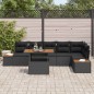 vidaXL Set da giardino 7 pezzi con cuscini in rattan sintetico nero e acacia vidaXL Set da giardino 7 pezzi con cuscini in rattan sintetico nero e acacia