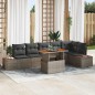 vidaXL Set da Pranzo da Giardino 7 Pezzi con Cuscini Grigi in Polyrattan e Acacia