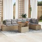 vidaXL Set da Pranzo da Giardino 7 Pezzi di con Cuscini in Rattan Sintetico Beige e Acacia