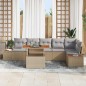 vidaXL Set da Pranzo da Giardino 7 Pezzi di con Cuscini in Rattan Sintetico Beige e Acacia