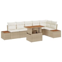 vidaXL Set da pranzo da giardino di 7 pezzi con cuscini beige