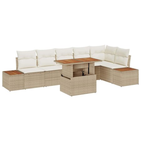 vidaXL Set da pranzo da giardino di 7 pezzi con cuscini beige