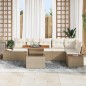 vidaXL Set da pranzo da giardino di 7 pezzi con cuscini beige