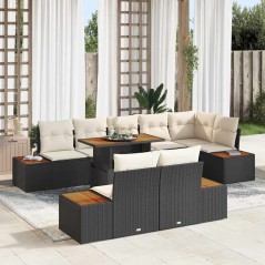 vidaXL Set Giardino 9 Pezzi con Cuscini Neri