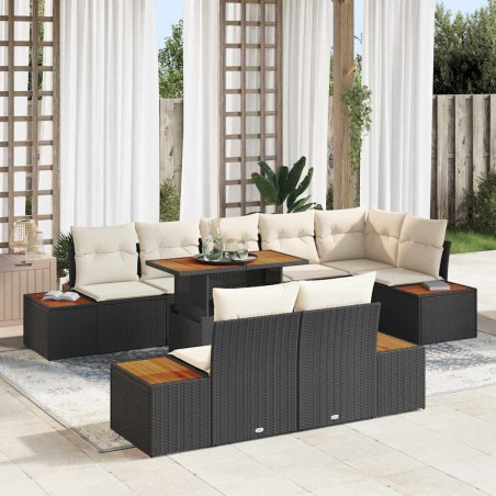 vidaXL Set Giardino 9 Pezzi con Cuscini Neri
