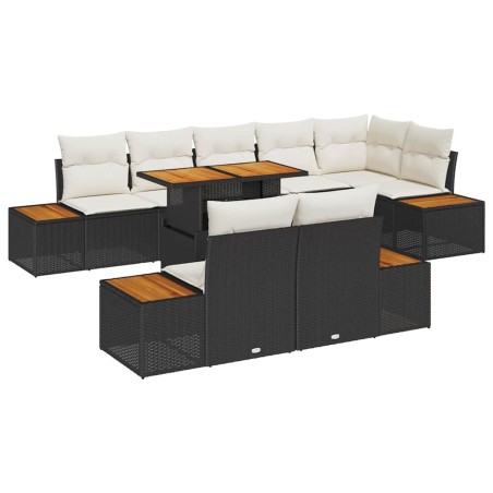 vidaXL Set Giardino 9 Pezzi con Cuscini Neri