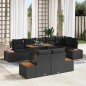 vidaXL Set da Pranzo da Giardino 9 Pezzi con Cuscini in Rattan Sintetico Nero e Acacia