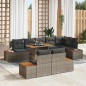 vidaXL Set da Pranzo da Giardino 9 Pezzi con Cuscini Grigi in Rattan Sintetico e Acacia