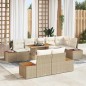 vidaXL Set da pranzo da giardino 9 pezzi con cuscini beige in rattan sintetico e acacia