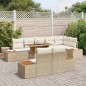 vidaXL Set da pranzo da giardino 9 pezzi con cuscini beige in rattan sintetico e acacia