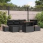 vidaXL Set da Pranzo da Giardino 7 Pezzi con Cuscini in Rattan Nero e Acacia