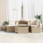 vidaXL Set da pranzo da giardino da 7 pezzi con cuscini beige in polyrattan e acacia.