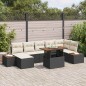 vidaXL Set da Pranzo da Giardino 8 Pezzi con Cuscini in Polyrattan Nero e Acacia