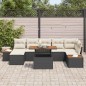 vidaXL Set da Pranzo da Giardino 8 Pezzi con Cuscini in Polyrattan Nero e Acacia