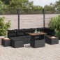 vidaXL Set da Pranzo da Giardino 8 Pezzi con Cuscini in Rattan Nero e Acacia