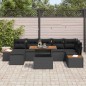 vidaXL Set da Pranzo da Giardino 8 Pezzi con Cuscini in Rattan Nero e Acacia