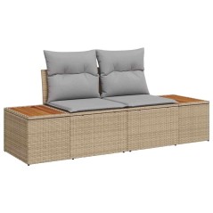 vidaXL Set da pranzo per il giardino di 8 pezzi con cuscini beige in polyrattan e legno di acacia