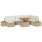 vidaXL Set da Pranzo da Giardino 9 Pezzi con Cuscini Beige in Rattan Sintetico Acacia