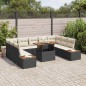vidaXL Set da Pranzo da Giardino da 10 Pezzi con Cuscini in Rattan Sintetico Nero e Acacia vidaXL Set da Pranzo da Giardino da 10 Pezzi con Cuscini in Rattan Sintetico Nero e Acacia