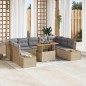 vidaXL Set da Pranzo da Giardino 10 Pezzi con Cuscini Beige in Polyrattan e Acacia