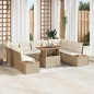 vidaXL Set da Pranzo da Giardino 10 Pezzi con Cuscini Beige in Polyrattan