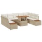 vidaXL Set da Pranzo da Giardino 10 Pezzi con Cuscini Beige in Polyrattan