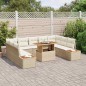 vidaXL Set da Pranzo da Giardino 10 Pezzi con Cuscini Beige in Polyrattan