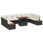 vidaXL Set da pranzo da giardino 11 pezzi con cuscini in rattan plastico nero e acacia