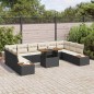 vidaXL Set da pranzo da giardino 11 pezzi con cuscini in rattan plastico nero e acacia