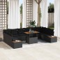 vidaXL Set da pranzo da giardino 11 pezzi con cuscini in rattan sintetico nero e acacia. vidaXL Set da pranzo da giardino 11 pezzi con cuscini in rattan sintetico nero e acacia.