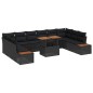 vidaXL Set da pranzo da giardino 11 pezzi con cuscini in rattan sintetico nero e acacia. vidaXL Set da pranzo da giardino 11 pezzi con cuscini in rattan sintetico nero e acacia.