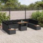 vidaXL Set da pranzo da giardino 11 pezzi con cuscini in rattan sintetico nero e acacia. vidaXL Set da pranzo da giardino 11 pezzi con cuscini in rattan sintetico nero e acacia.