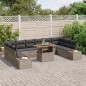 vidaXL Set da Pranzo Giardino 11 Pezzi con Cuscini Grigi in Rattan Sintetico e Legno di Acacia