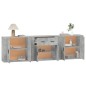 Credenze 3 pz Grigio Cemento in Legno Multistrato Credenze 3 pz Grigio Cemento in Legno Multistrato