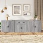Credenze 3 pz Grigio Sonoma in Legno Multistrato Credenze 3 pz Grigio Sonoma in Legno Multistrato