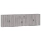 Credenze 3 pz Grigio Sonoma in Legno Multistrato Credenze 3 pz Grigio Sonoma in Legno Multistrato