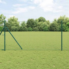 VidaXL Recinzione Euro con 7 post da 1,2 x 10 m in acciaio galvanizzato verde