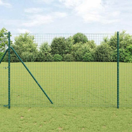 vidaXL Recinzione Euro di con 7 Post, 1.5x10 m, in Acciaio Galvanizzato Verde