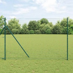 vidaXL Fencing Euro con 7 pali 1,6x10 m in acciaio zincato verde