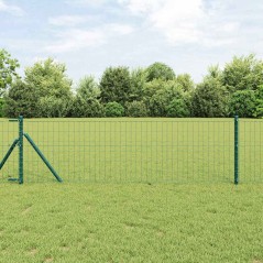 vidaXL Recinzione Euro con 7 pali, 0,8x10 m, in acciaio zincato verde