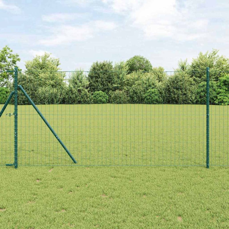 vidaXL Recinzione Euro di con 7 post, 1,4 x 10 m, in acciaio zincato verde