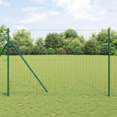 vidaXL Recinzione Euro con 7 pali, 1,5 x 10m in acciaio zincato verde