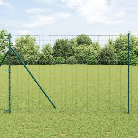 vidaXL Recinzione Euro con 7 pali, 1,5 x 10m in acciaio zincato verde