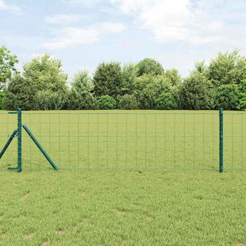 vidaXL Recinzione Euro con 7 post, 0,6 x 10 m in acciaio zincato verde