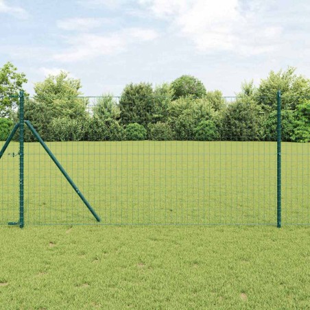 vidaXL Recinzione Euro con 13 pali, 1 x 25m, in acciaio zincato verde.