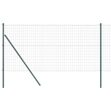 vidaXL Recinzione Euro con 13 pali, 1 x 25m, in acciaio zincato verde.