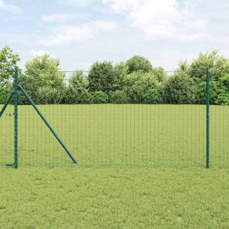 vidaXL Recinzione Euro con 13 pali, 1x25 m in acciaio zincato verde