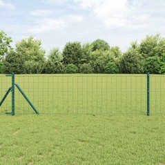 vidaXL Recinzione Euro con 13 pali, 0.4 x 25m, in acciaio zincato verde