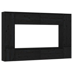 Mobili Porta TV 8 pz Neri in Legno Massello di Pino